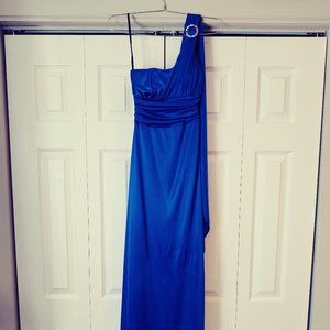 Floor Length Blue Silk Dress